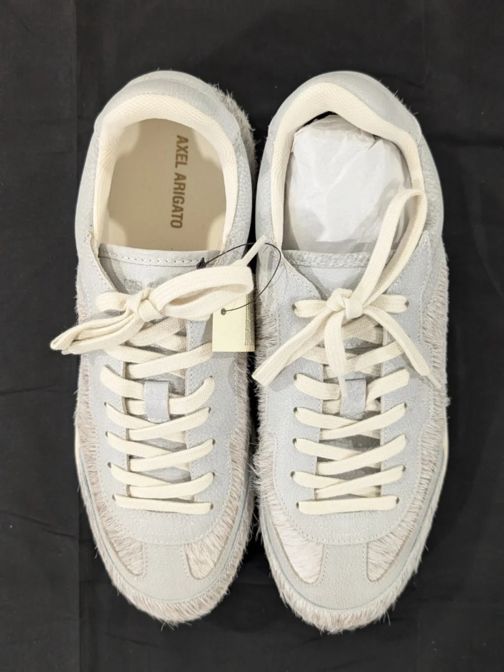 Axel Arigato Dice T-Toe Pony Hair Sneakers Light Gray Off White Men US 11 EU 45